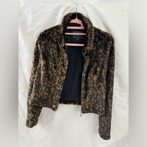 Guess zip up cheetah coat